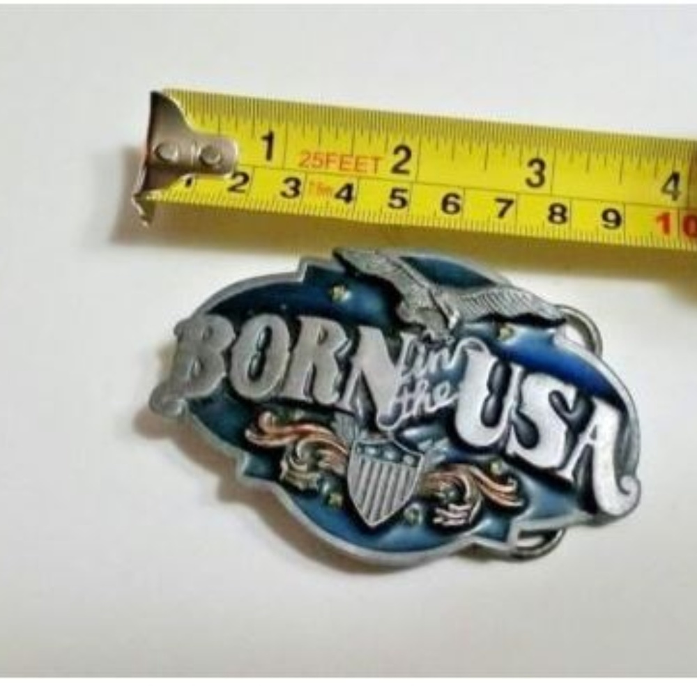 Belt Buckle "Born in the USA" Enameled by Siskiyou